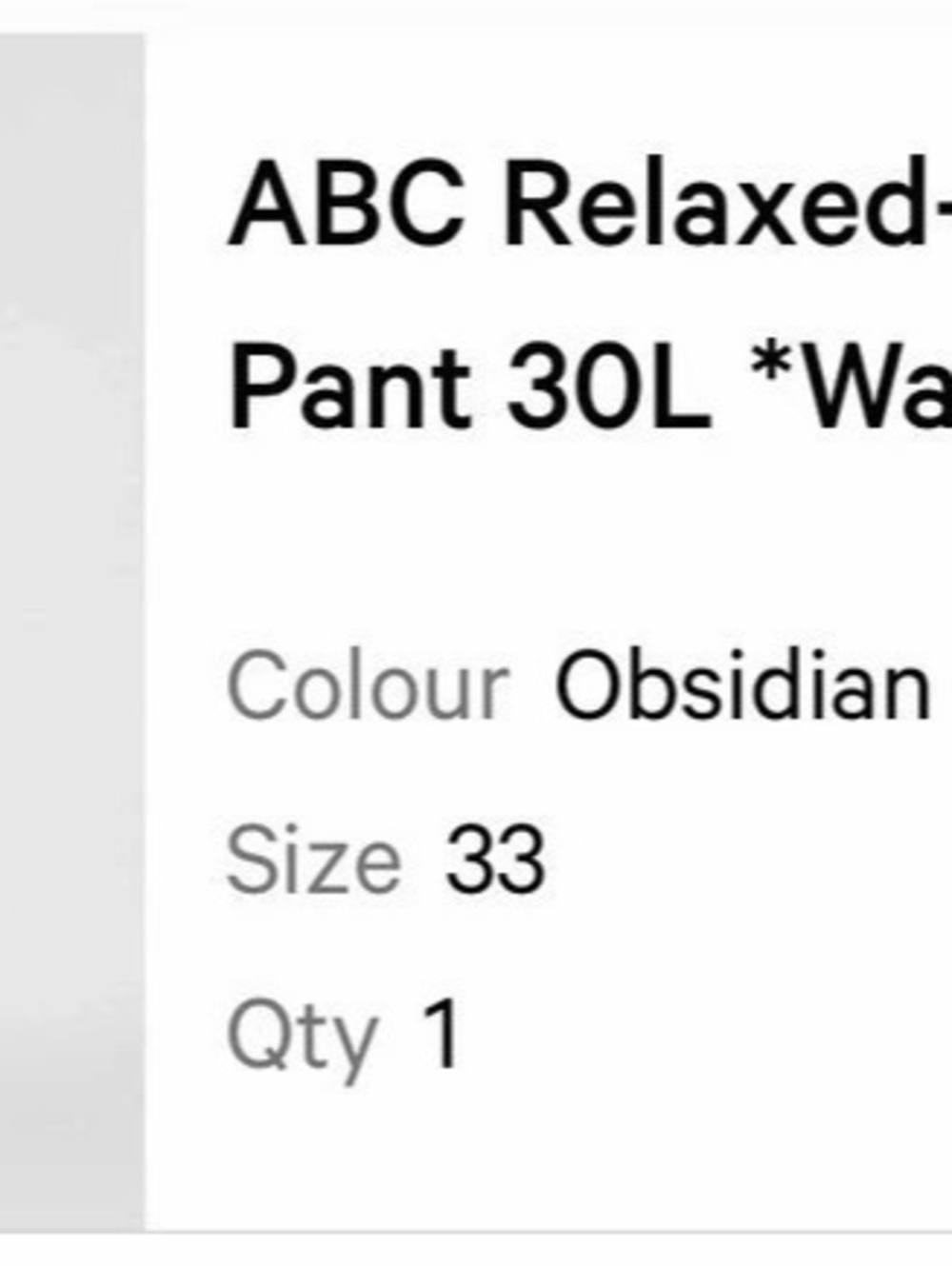 Lululemon ABC Relaxed-Fit 5 Pocket Pant 30L Waist 33 Obsidian/Black